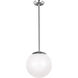 Leo - Hanging Globe 1 Light 12 inch Satin Aluminum Pendant Ceiling Light
