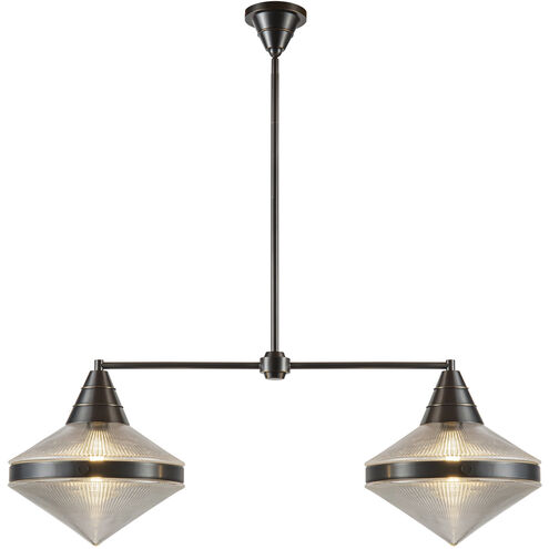 Willard 2 Light 40.63 inch Urban Bronze Linear Pendant Ceiling Light in Clear Prismatic Glass