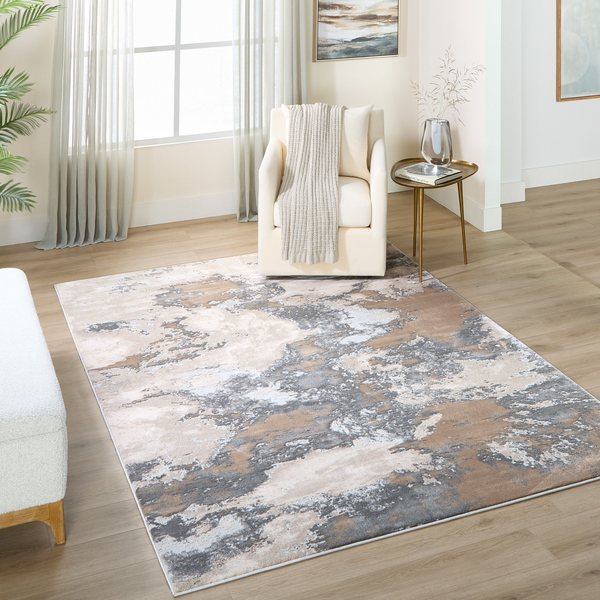 Besni 90 X 63 inch Earth Tones Rug in 5 x 7