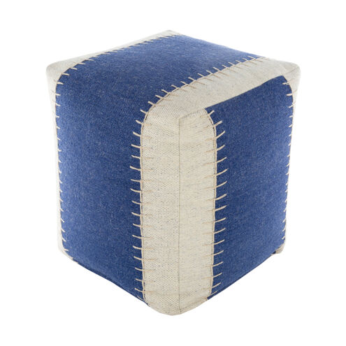 Niko Dark Blue/Ivory/White Pouf