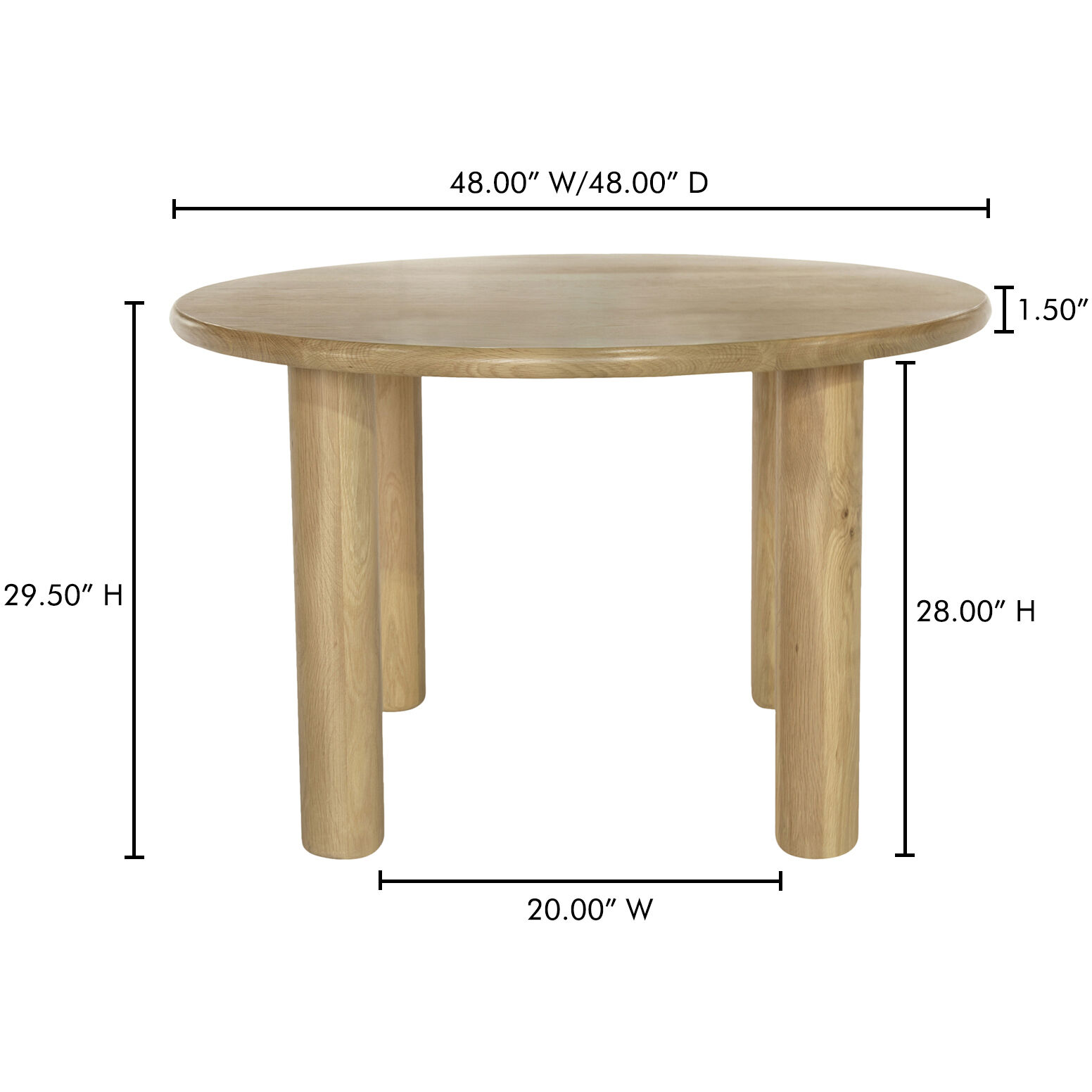 Milo 48 X 48 inch Natural Dining Table, Round