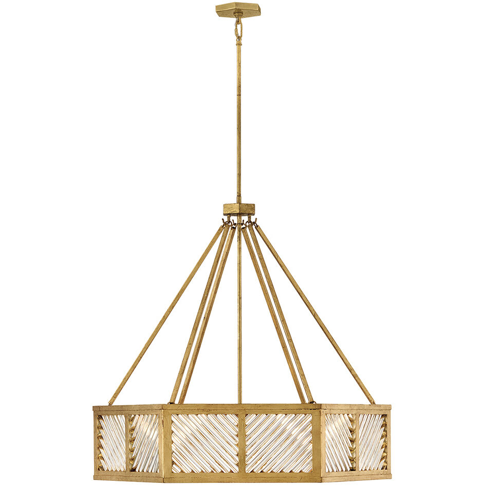 Lisa McDennon Sura 6 Light 35 inch Distressed Brass Chandelier Ceiling Light, Drum