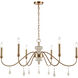French Connection 6 Light 38 inch Satin Brass Chandelier Ceiling Light