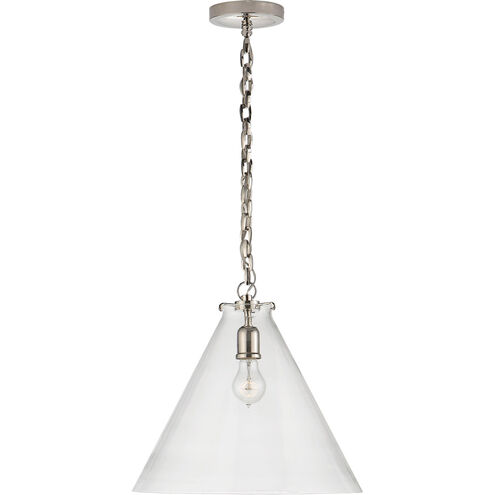 Thomas O'Brien Katie6 1 Light 15.75 inch Polished Nickel Conical Pendant Ceiling Light in Clear Glass