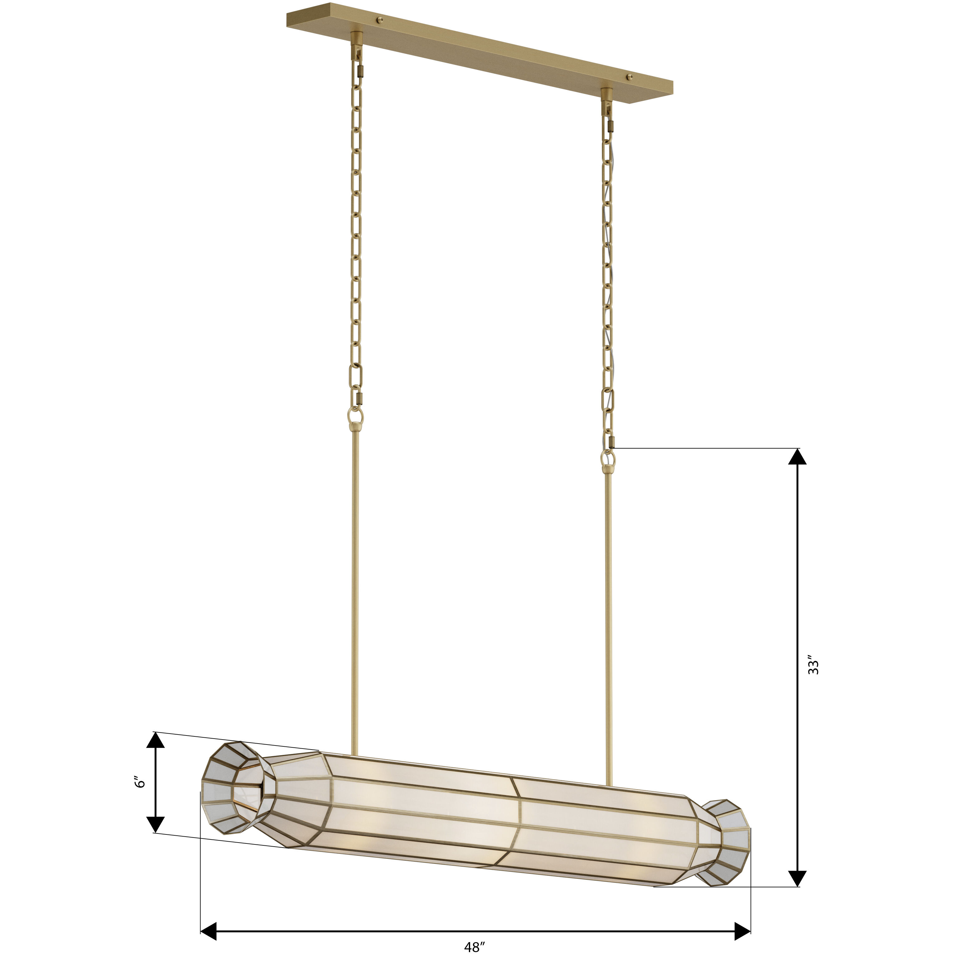 Jaxen 6 Light 48 inch Legacy Brass Linear Chandelier Ceiling Light