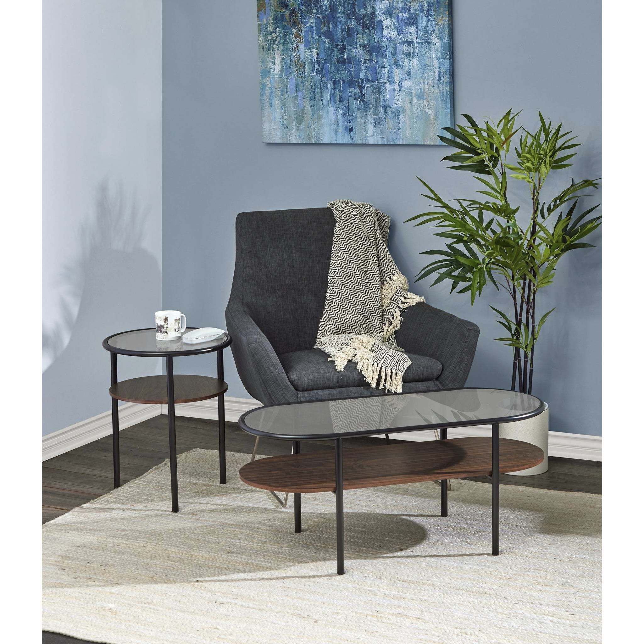 Gavin 21.75 X 17.75 inch Black and Walnut Accent Table