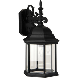 Hex Style 1 Light 18 inch Textured Black Outdoor Wall Mount in Clear Beveled, Large