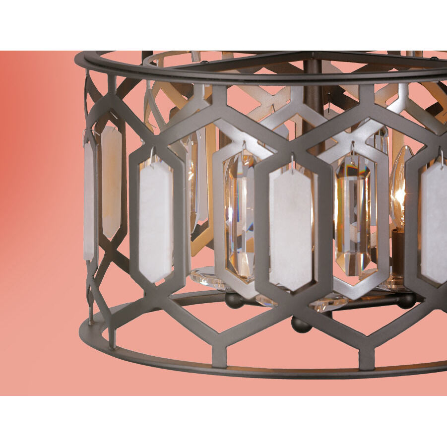 Hexly 3 Light 16 inch Bronze and Sultry Silver Semi Flush Mount Ceiling Light