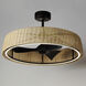 Tulum 28 inch Dark Bronze Fandelight in Natural Rattan