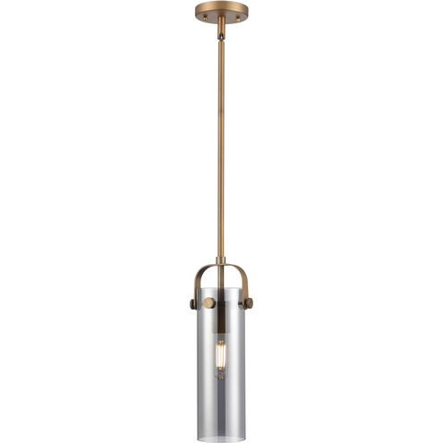 Pilaster II Cylinder 1 Light 5 inch Brushed Brass Pendant Ceiling Light in Plated Smoke Glass