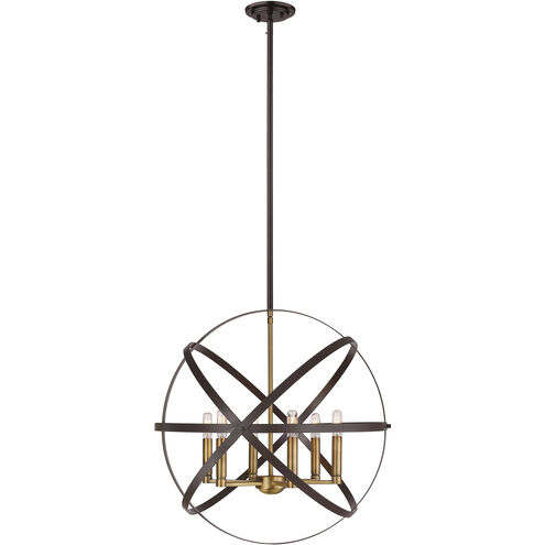 Cavallo 6 Light 24 inch Hammered Bronze and Olde Brass Chandelier Ceiling Light