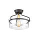Modern 1 Light 13.25 inch Oil Rubbed Bronze with Natural Brass Semi-Flush Ceiling Light
