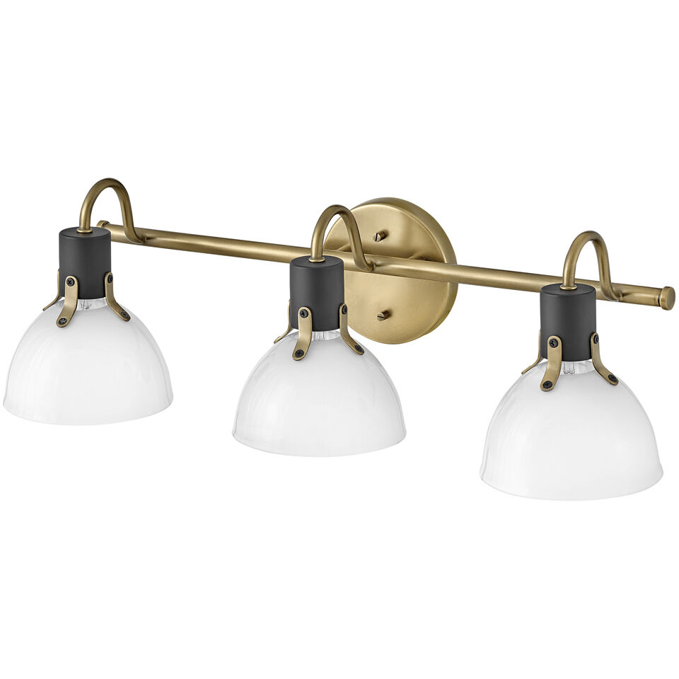 Argo 3 Light 24.5 inch Heritage Brass with Black Vanity Light Wall Light
