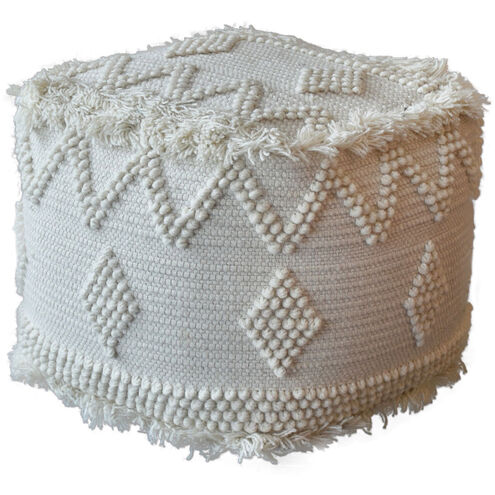 Uriah 18 inch Soft Ivory Pouf