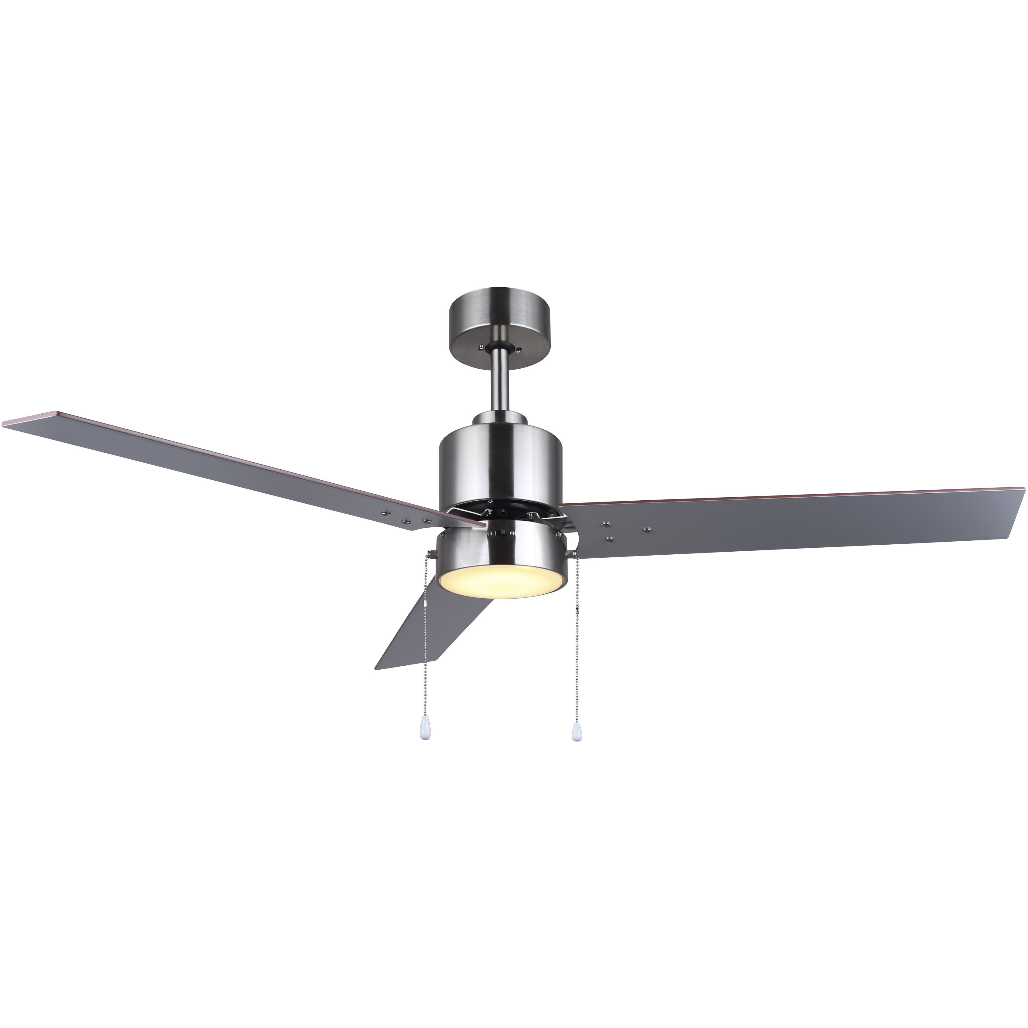 Liv 52 inch Brushed Nickel with Gray and walnut Blades Ceiling Fan