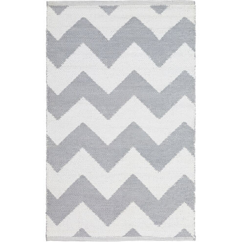 Picnic 36 X 24 inch Medium Gray, White Rug