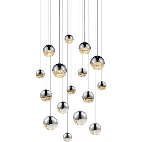Grapes LED 24 inch Polished Chrome Cluster Pendant Ceiling Light in Clear Glass Lens