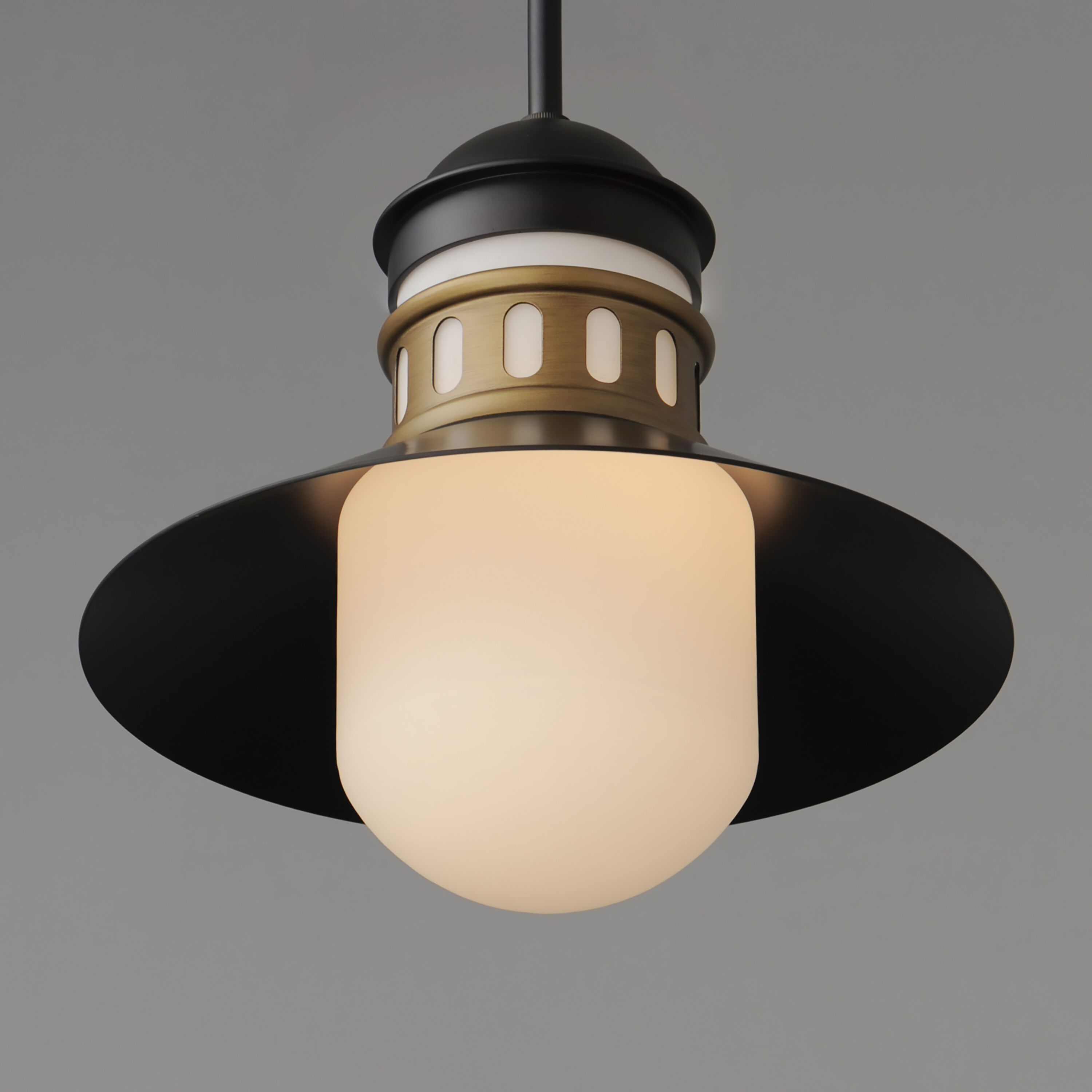 Admiralty 1 Light 12 inch Black and Antique Brass Outdoor Pendant