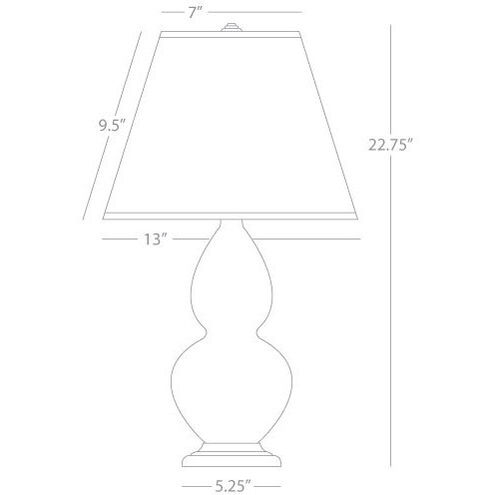 Small Double Gourd 22.75 inch 150.00 watt Egg Blue Glazed Ceramic Antique Brass Accent Lamp Portable Light in Pearl Dupioni