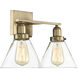 Drake 2 Light 17.75 inch Warm Brass Bathroom Vanity Light Wall Light, Essentials