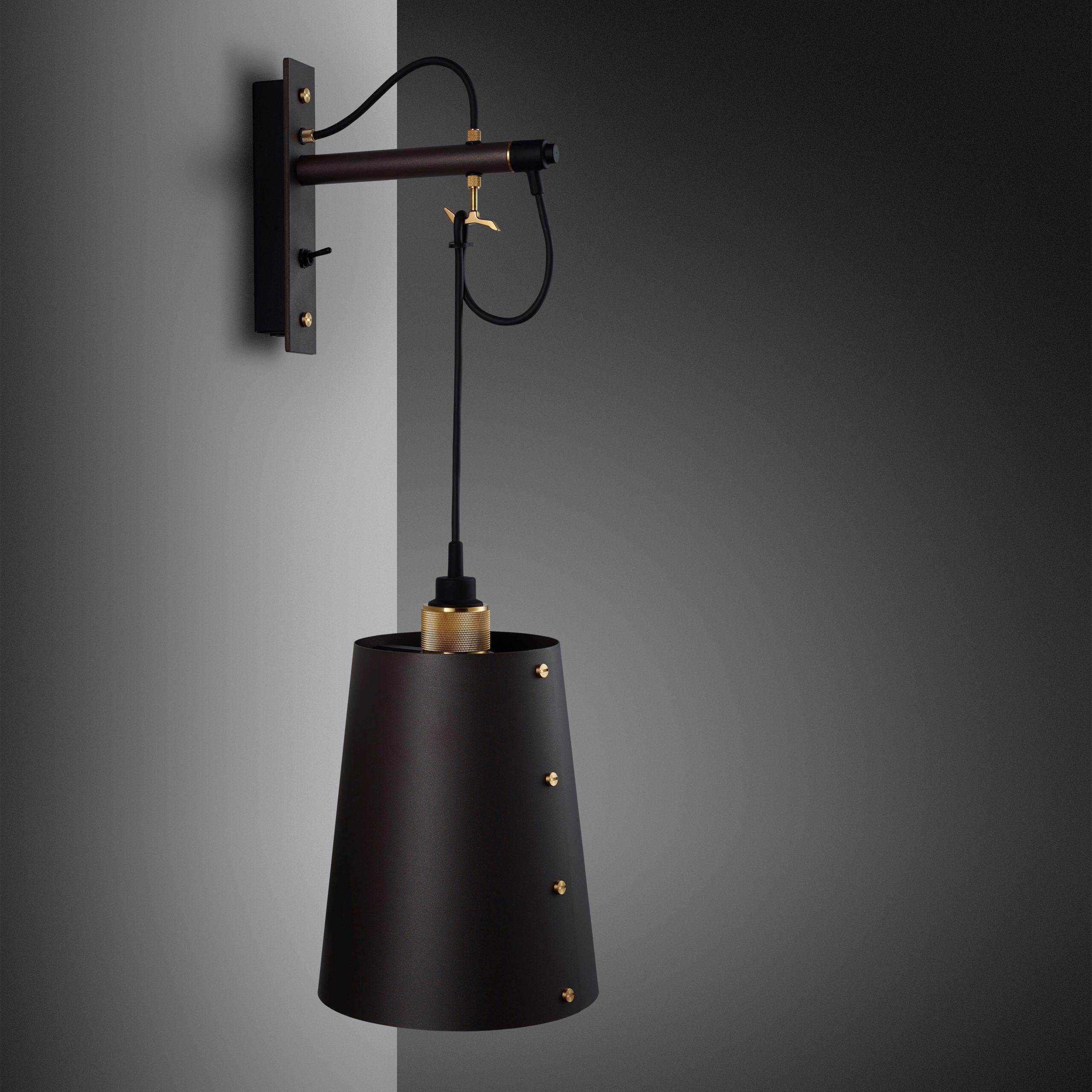 Hooked Wall Light in Graphite / Brass