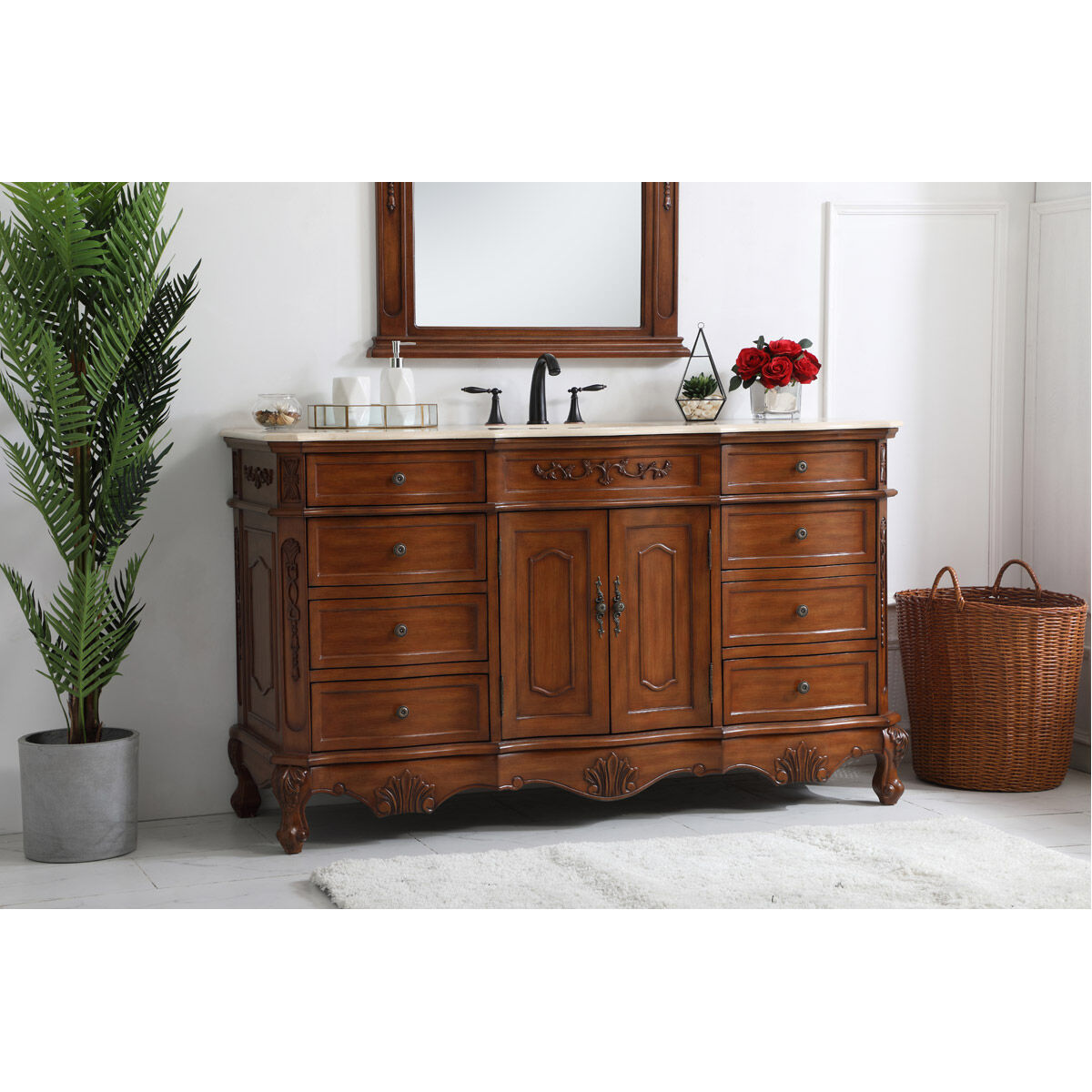 Danville 60 X 60 X 36 inch Teak Vanity Sink Set