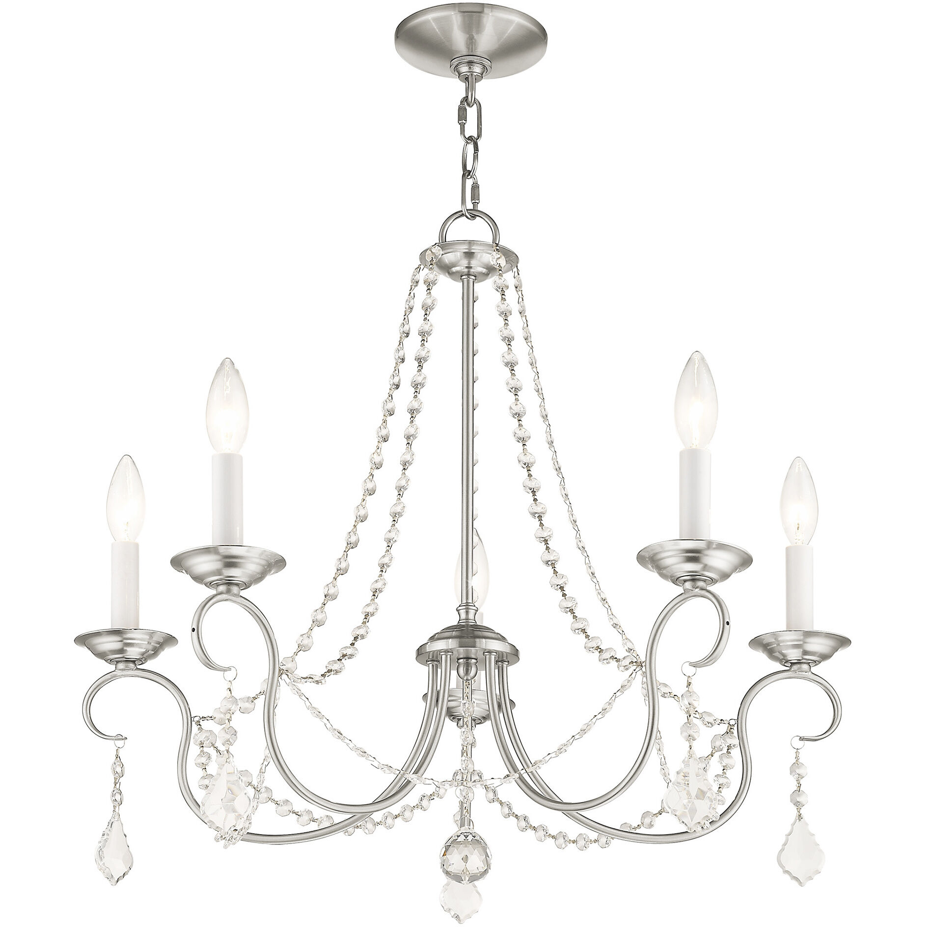 Pennington 5 Light 25 inch Brushed Nickel Chandelier Ceiling Light