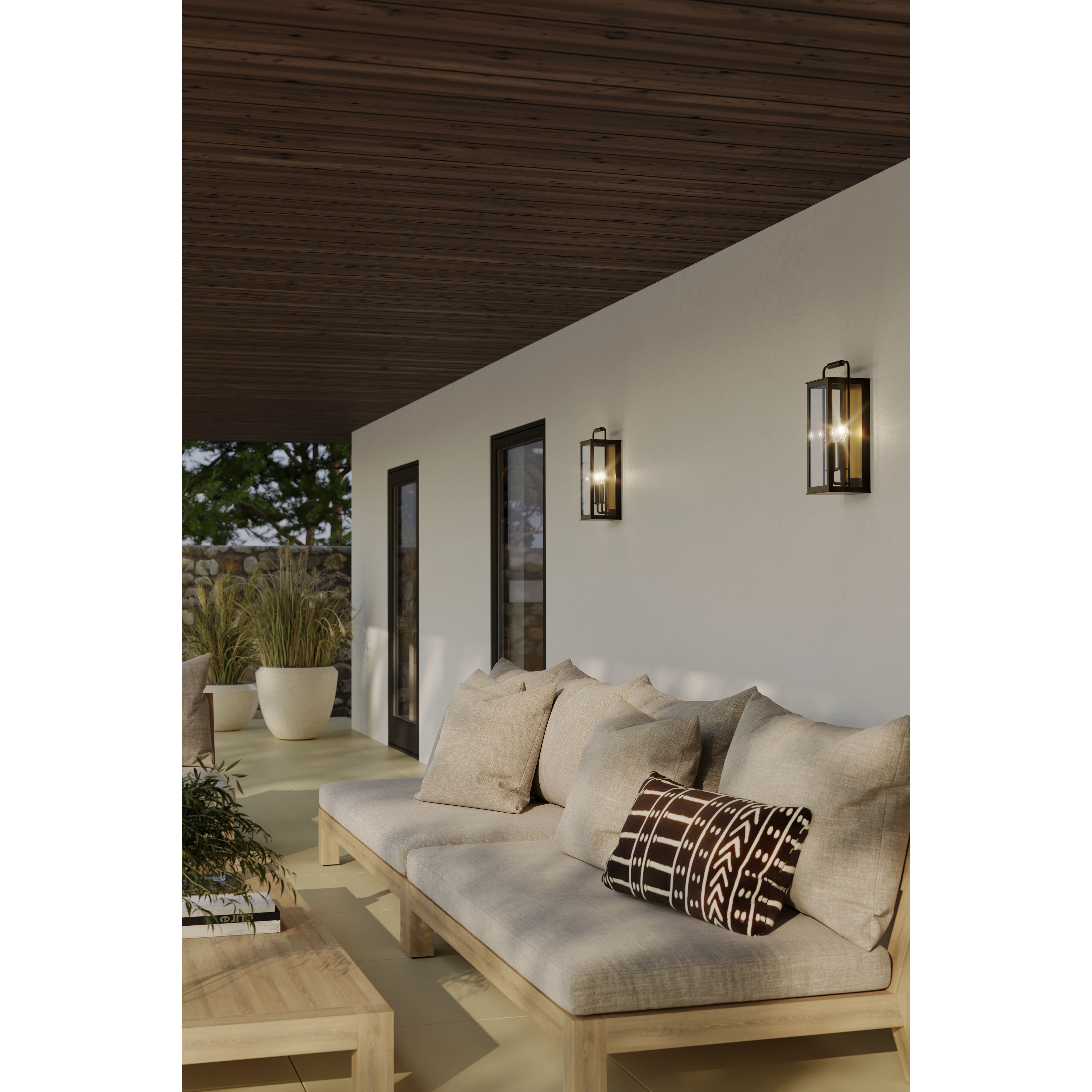 Aberdeen 2 Light 16.5 inch Sand Coal Black and Legacy Brass Outdoor Wall Sconce