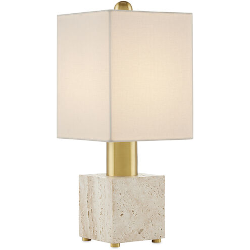 Gentini 18 inch Beige/Antique Brass Table Lamp Portable Light