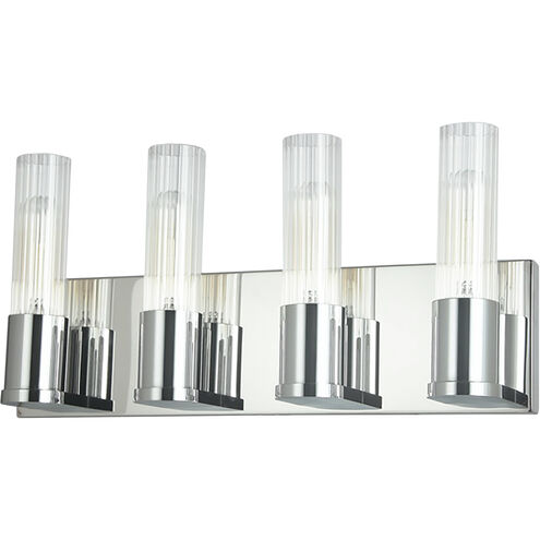 Tube 4 Light 17 inch Polished Chrome Vanity Light Wall Light