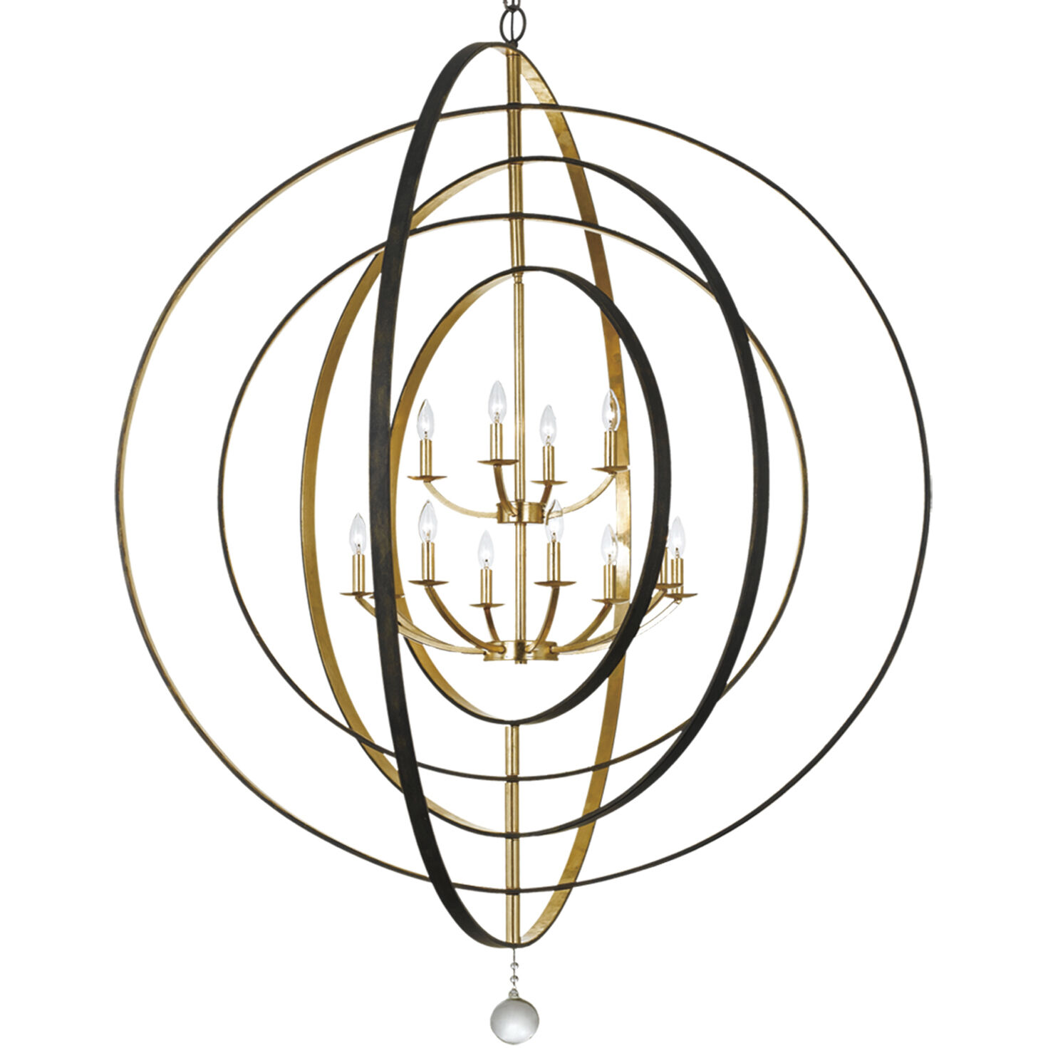 Luna 12 Light 60 inch English Bronze and Antique Gold Chandelier Ceiling Light