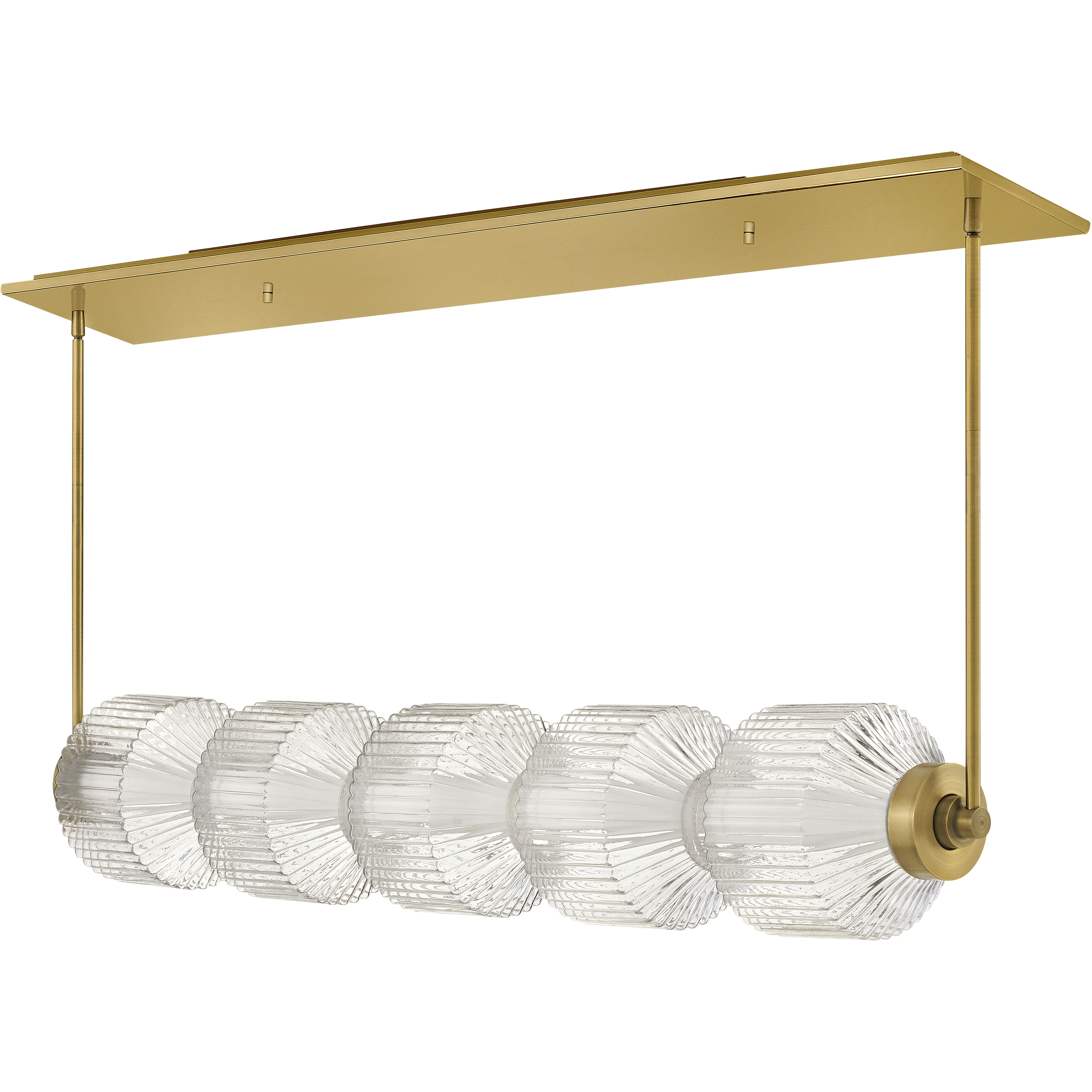 Reign LED 46.75 inch Lacquered Brass Chandelier Ceiling Light, Linear & Oval