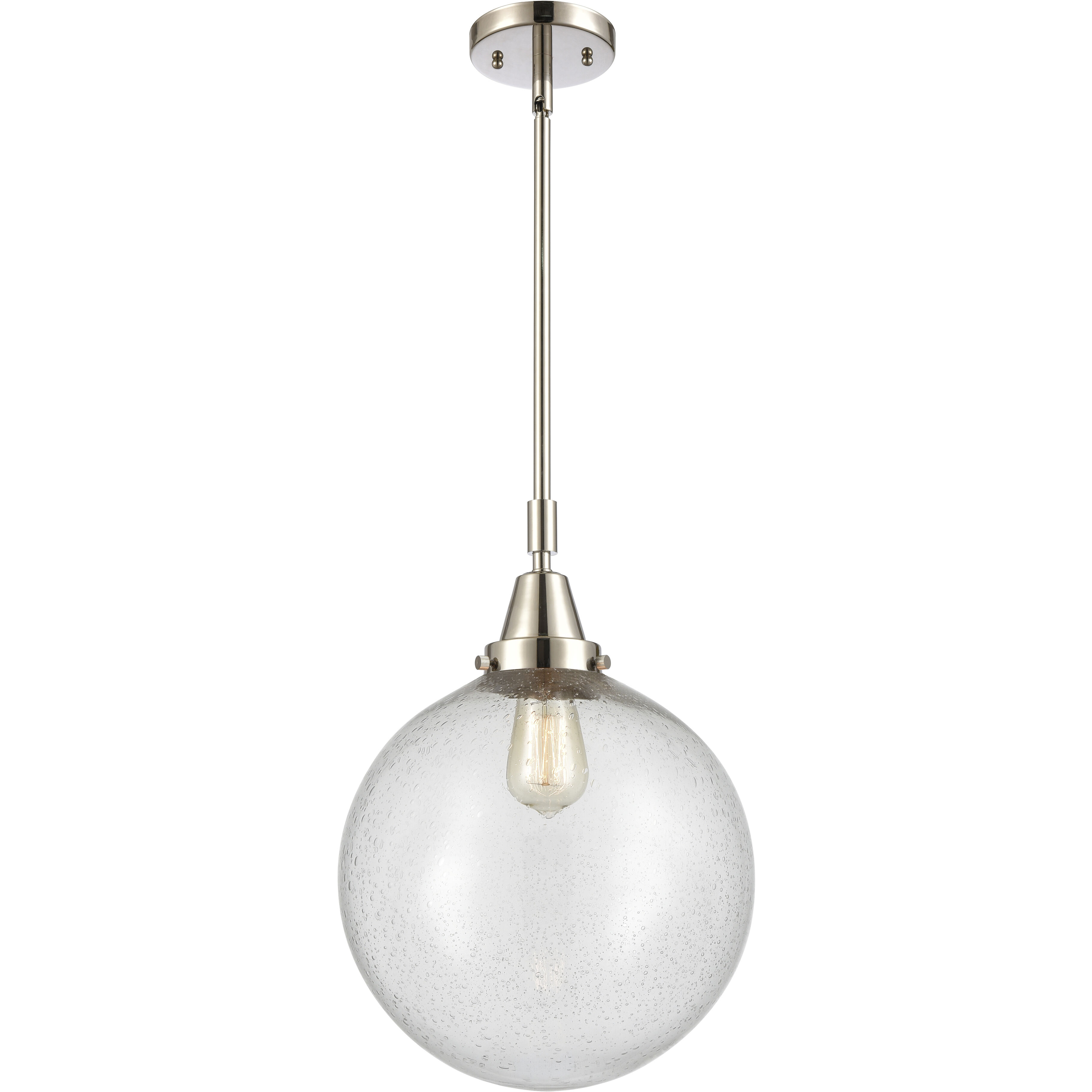 Franklin Restoration Beacon LED 12 inch Polished Nickel Mini Pendant Ceiling Light in Seedy Glass