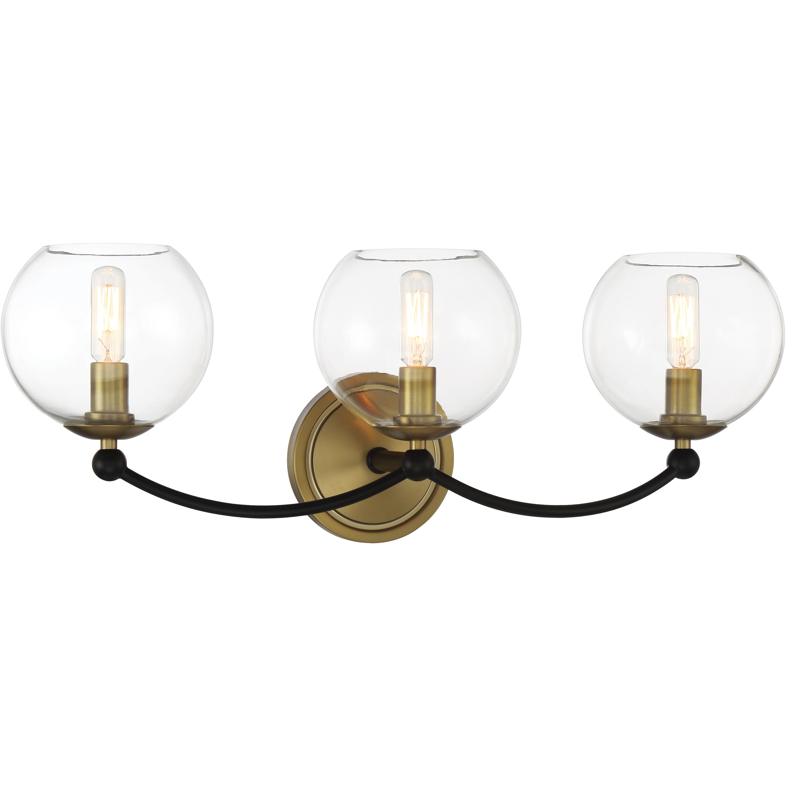 Vantage Kearney Park 3 Light 23 inch Coal and Soft Brass Bath Vanity Wall Light