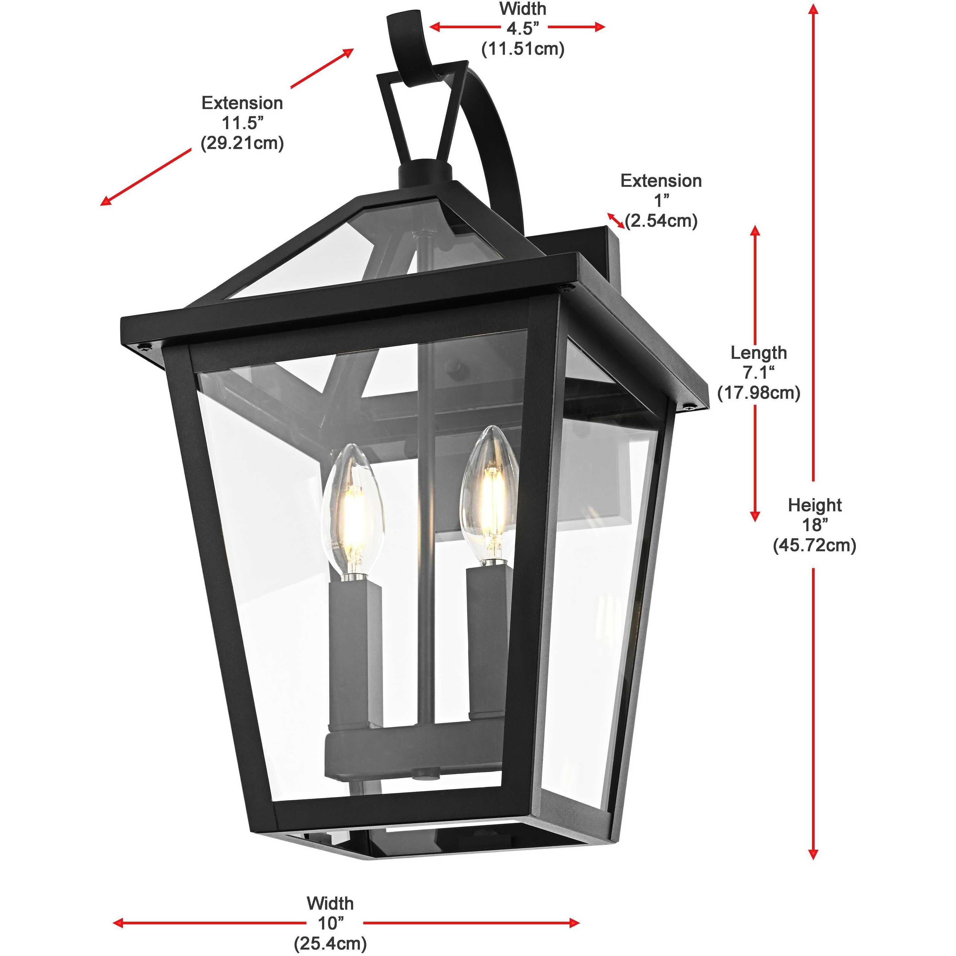 Frankford 2 Light 18 inch Black Outdoor Wall Sconce