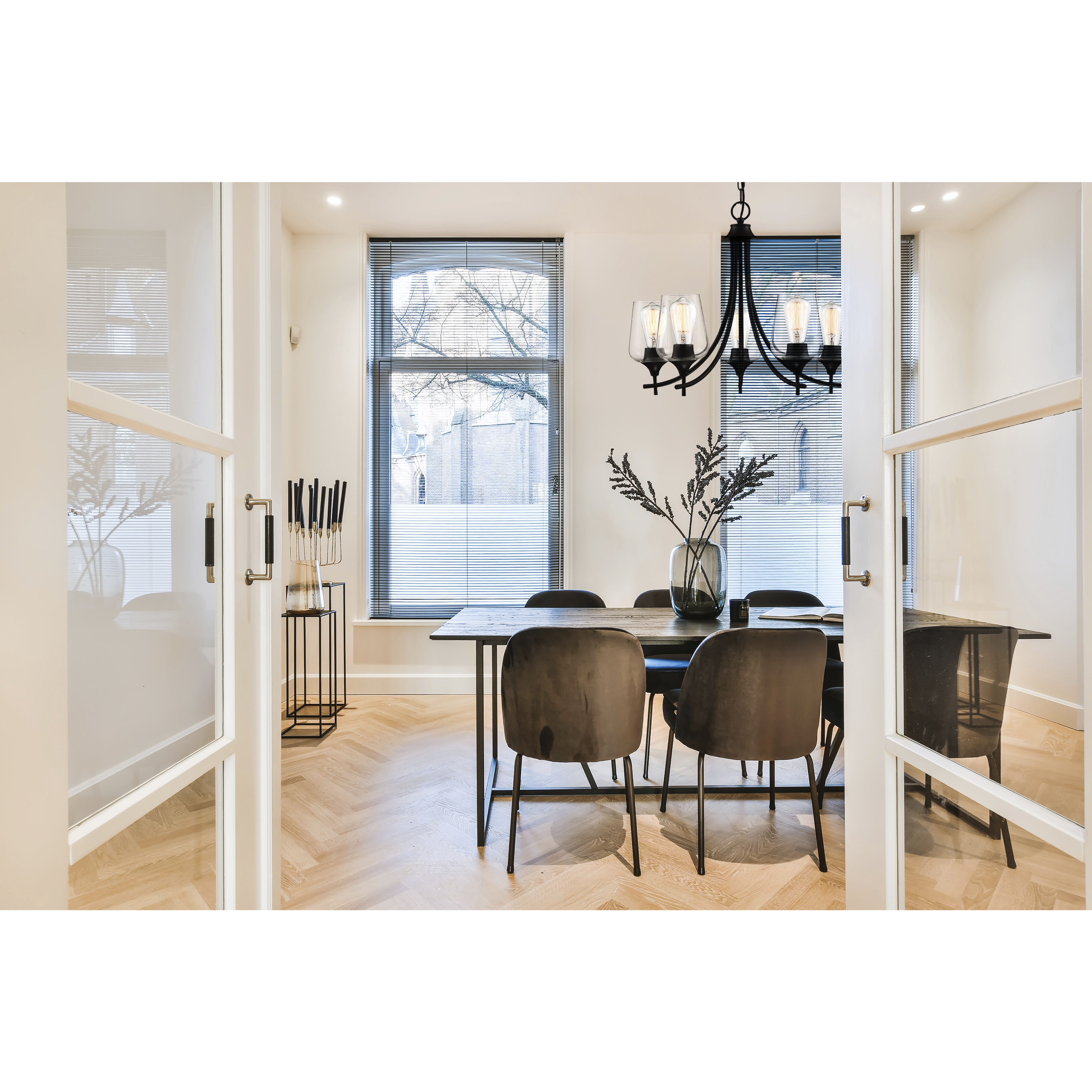 Octave 5 Light 23 inch Black Chandelier Ceiling Light, Essentials