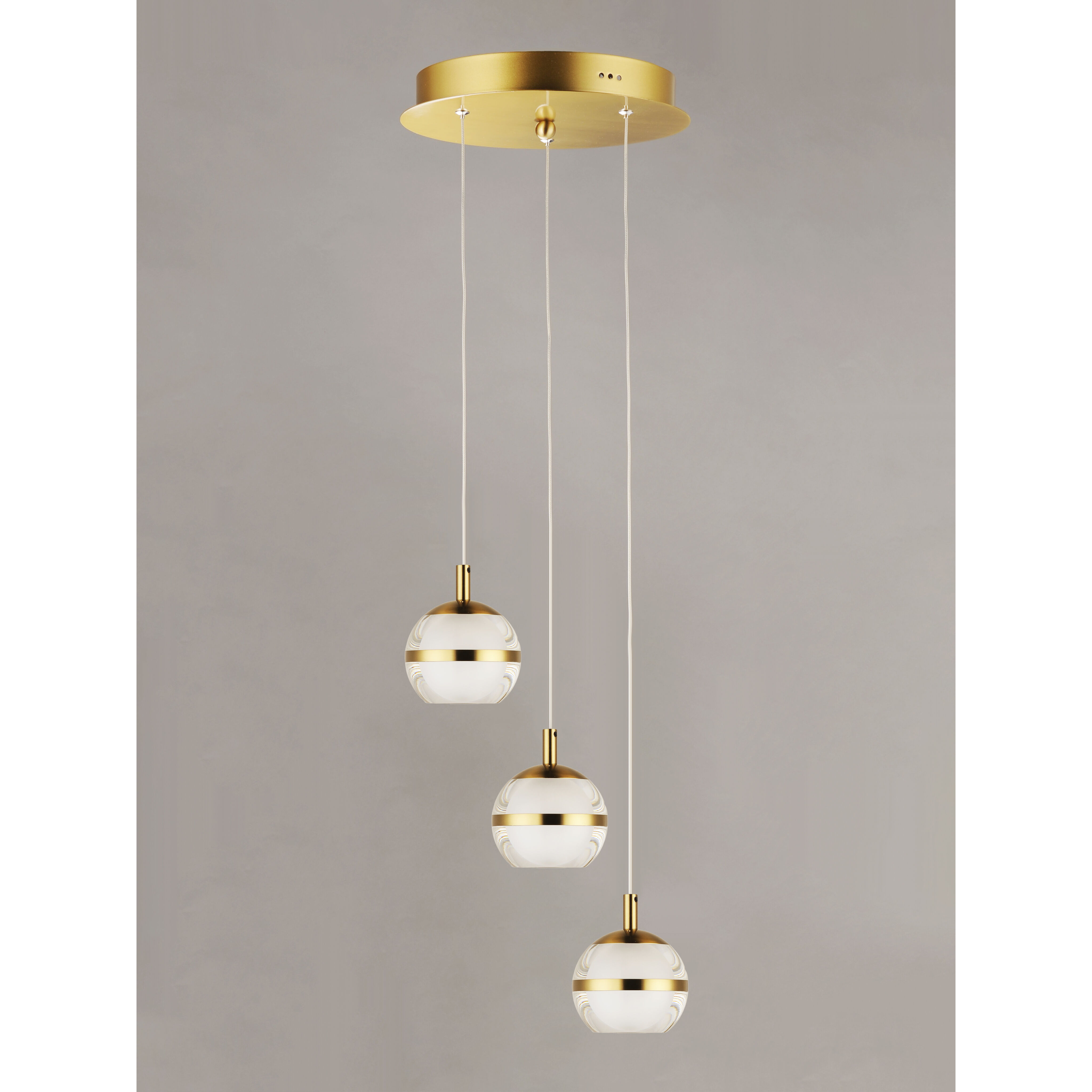 Swank LED 11.75 inch Natural Aged Brass Multi-Light Pendant Ceiling Light
