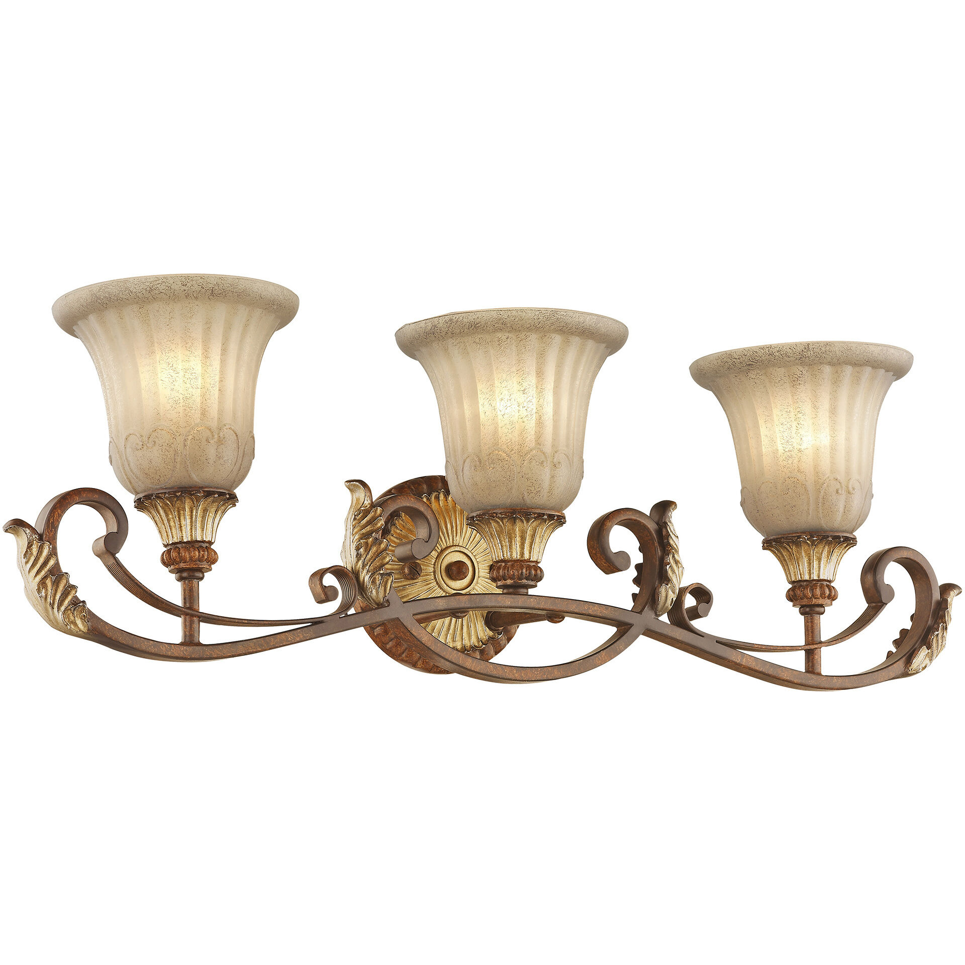 Villa Verona 3 Light 30 inch Verona Bronze with Aged Gold Leaf Accents Bath Vanity Wall Light