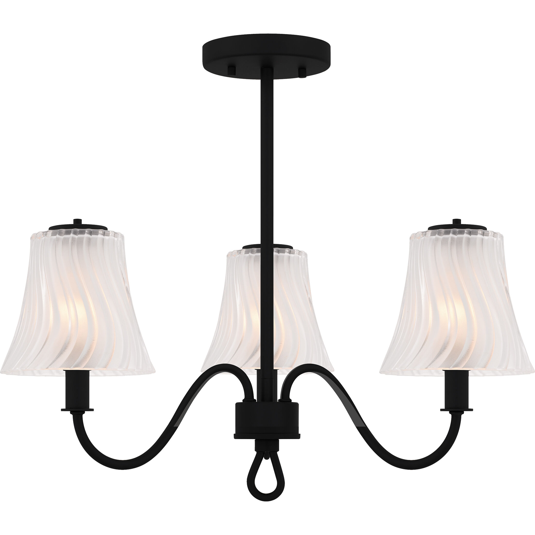 McKinney 3 Light 21.75 inch Matte Black Semi-Flush Mount Ceiling Light, Extra Large