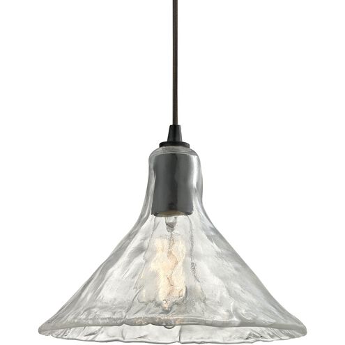Hand Formed Glass 1 Light 10 inch Oil Rubbed Bronze Mini Pendant Ceiling Light