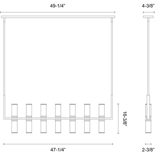 Revolve 14 Light 47.25 inch Clear Glass and Natural Brass Linear Pendant Ceiling Light
