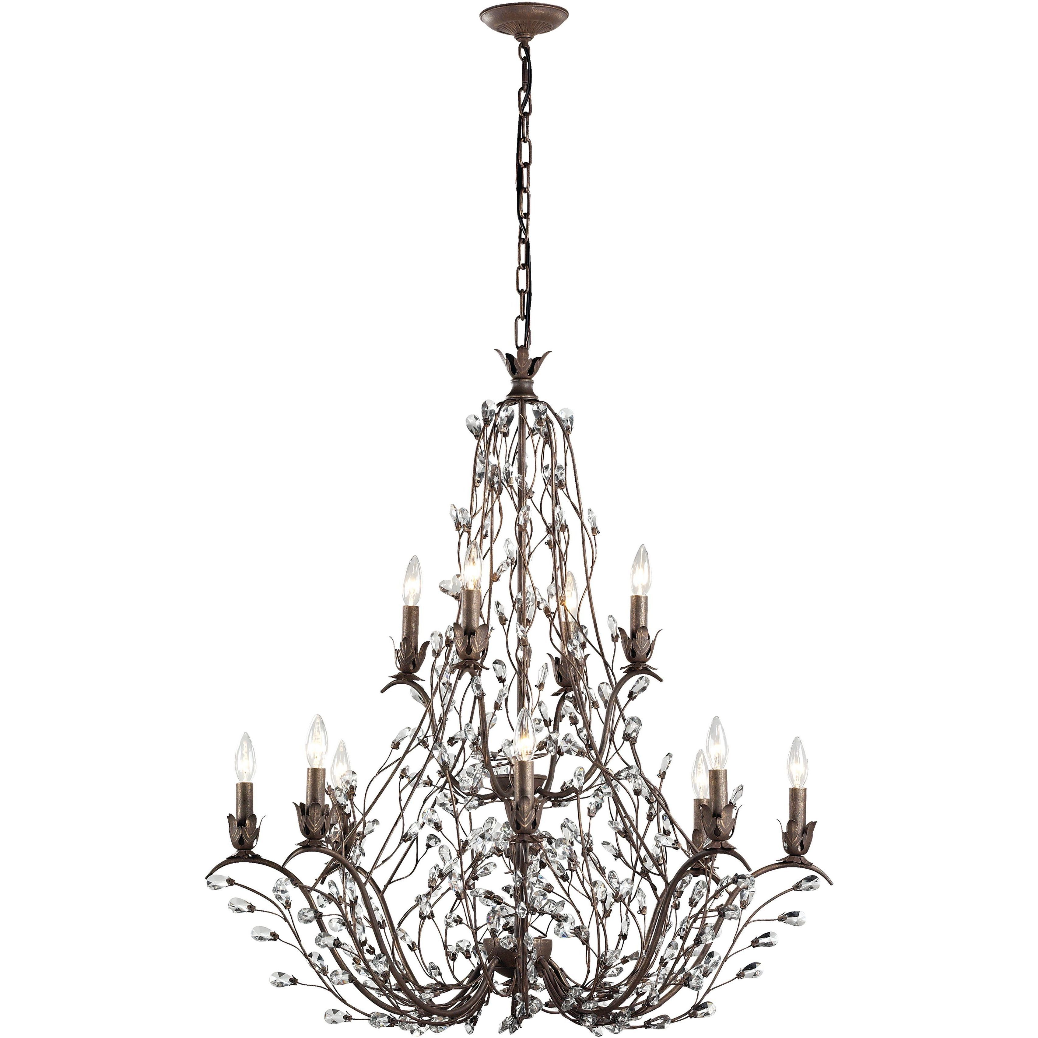Sagemore 12 Light 37 inch Bronzed Rust with Clear Chandelier Ceiling Light
