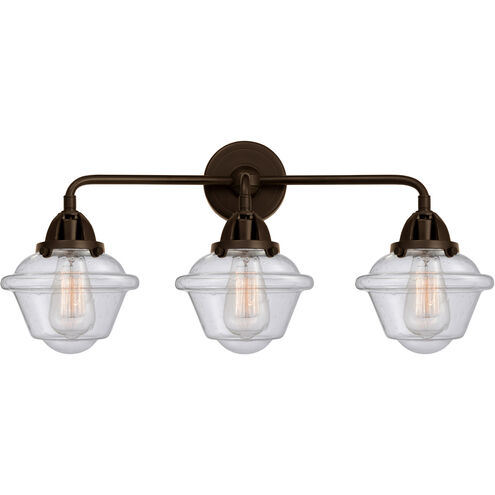 Nouveau 2 Small Oxford LED 25.5 inch Oil Rubbed Bronze Bath Vanity Light Wall Light in Seedy Glass