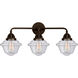 Nouveau 2 Small Oxford 3 Light 26 inch Oil Rubbed Bronze Bath Vanity Light Wall Light in Seedy Glass