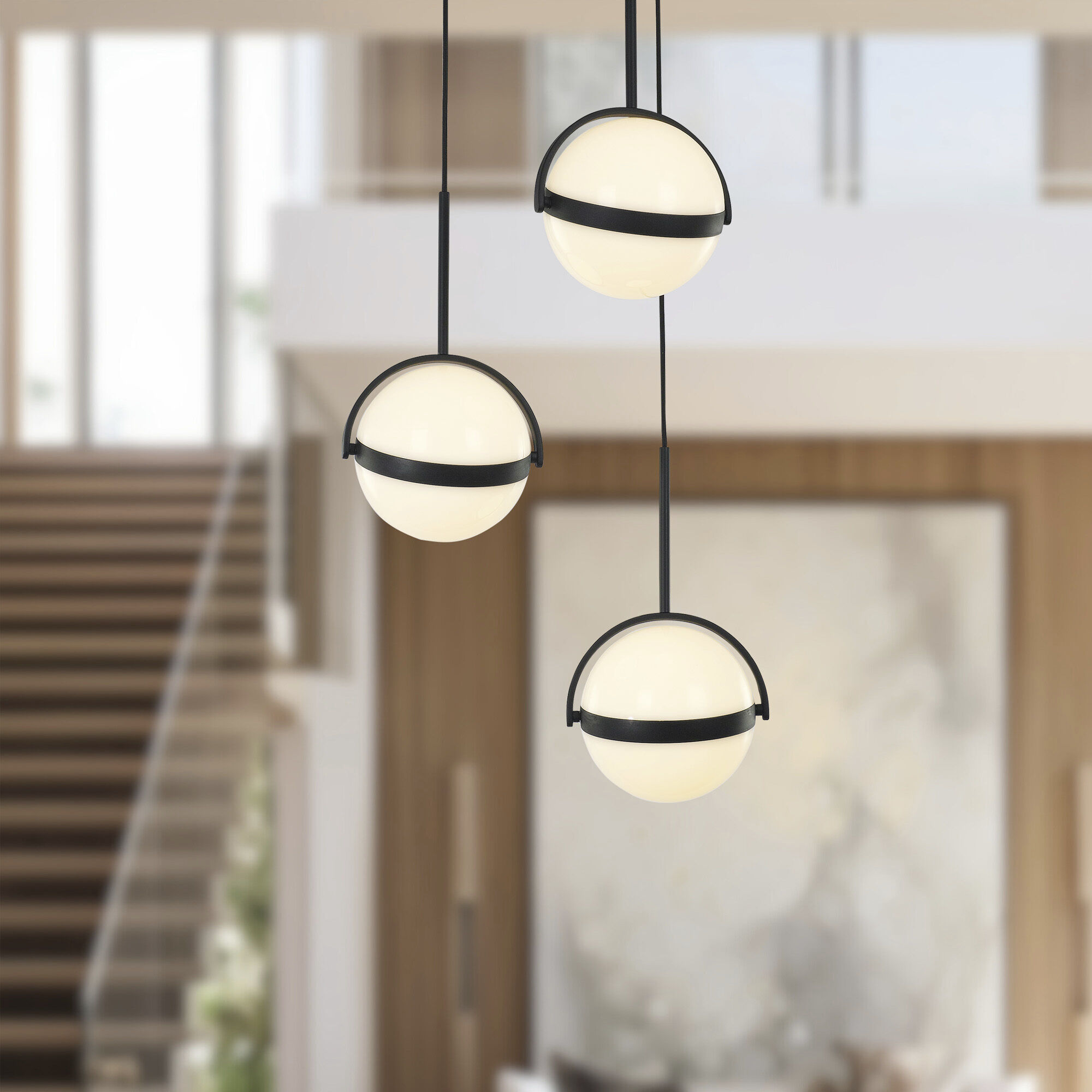 Globo Multi Pendant Ceiling Light in Matte Black