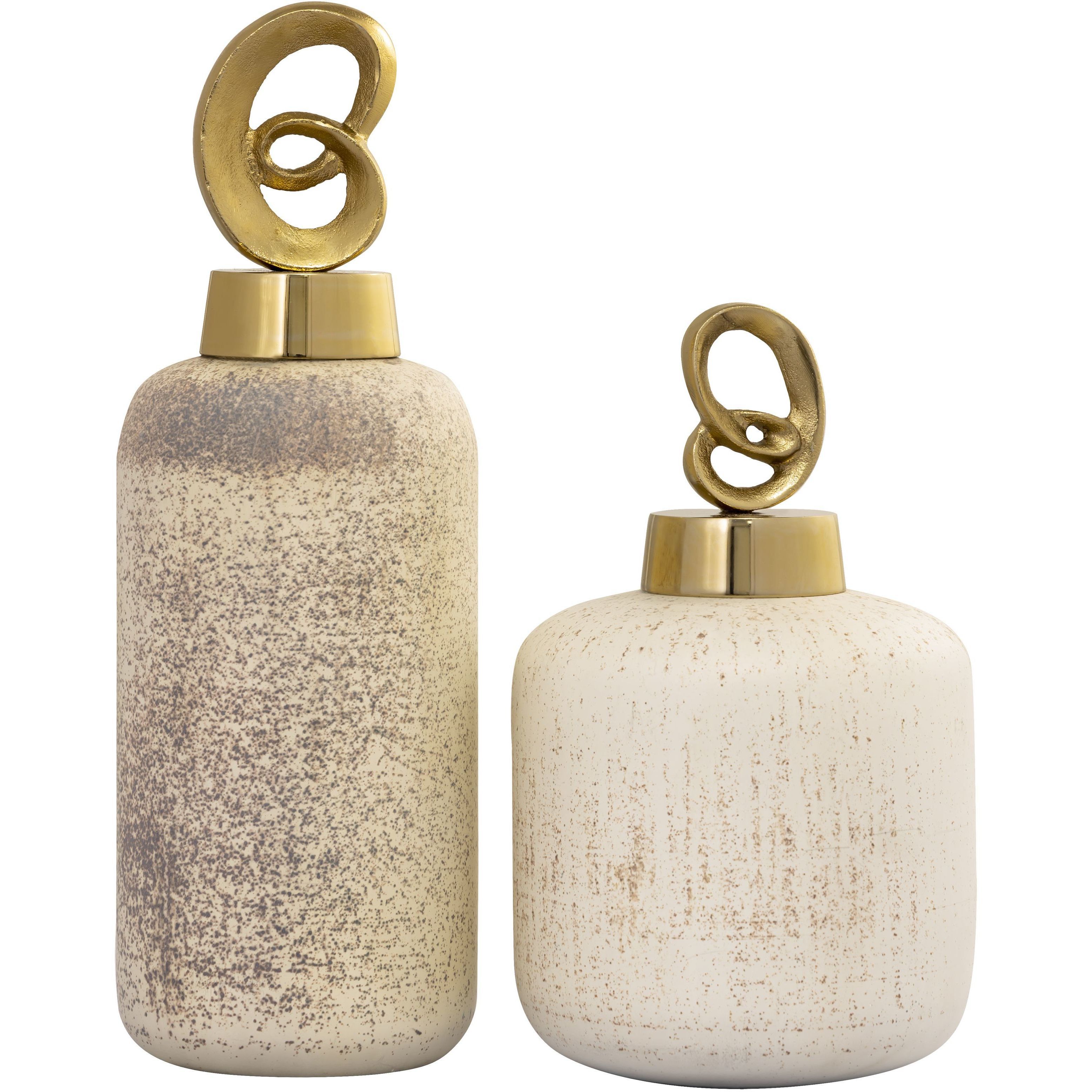 Tiff Aged Cream with Antique Brass Bottle, Set of 2