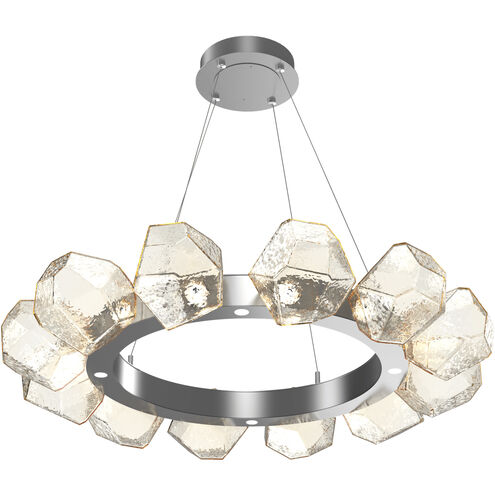 Gem LED 36 inch Classic Silver Chandelier Ceiling Light in 3000K LED, Amber, Radial Ring