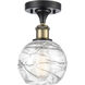 Ballston Small Deco Swirl LED 6 inch Black Antique Brass Semi-Flush Mount Ceiling Light, Ballston