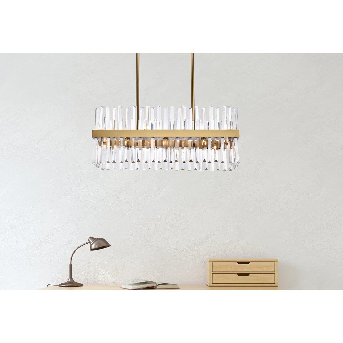 Serephina 16 Light 30 inch Satin Gold Linear Chandelier Ceiling Light