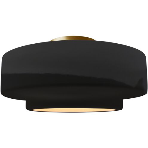 Radiance LED 14.5 inch Gloss Black and Matte White and Brushed Brass Semi Flush Ceiling Light